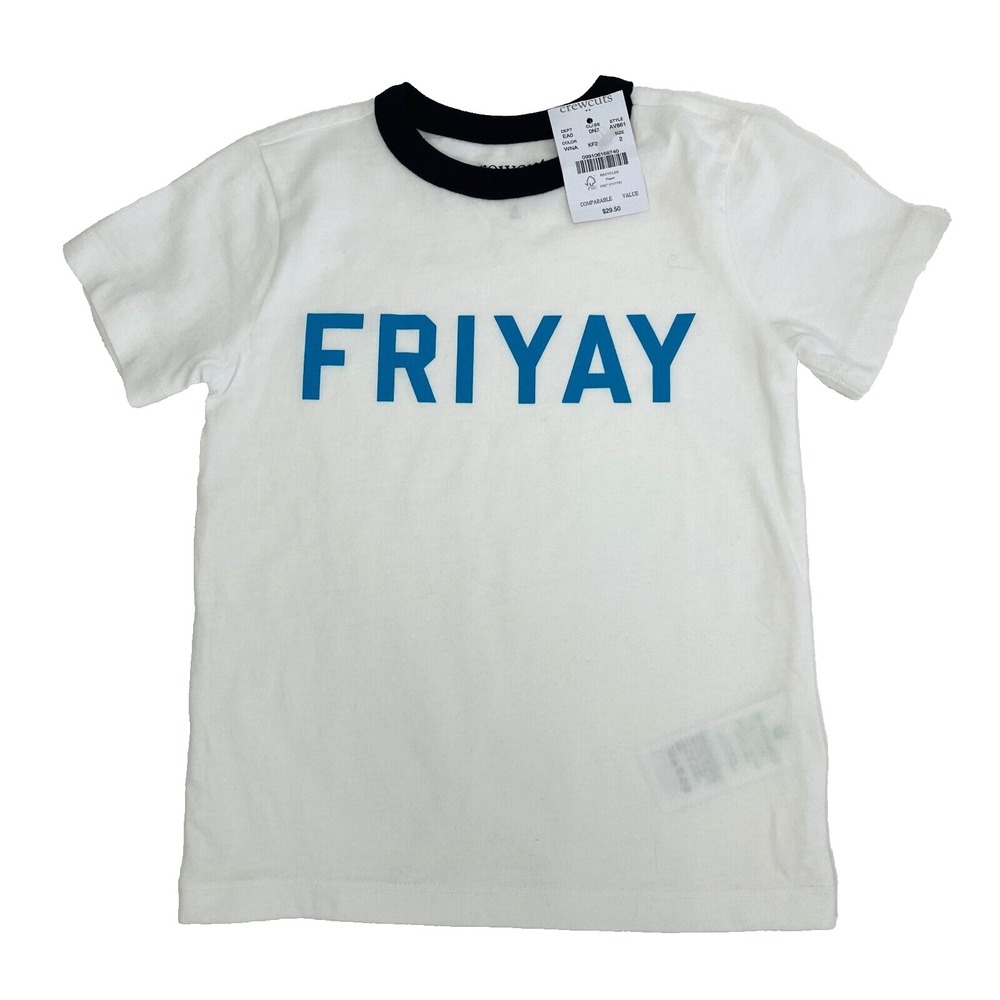 J.Crew Boys 2 "Friyay" T-Shirt Short Sleeve 100% Cotton NWT‎ Retail: $29.50